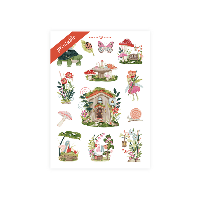 Printable Sticker: Fairy House - Archer and Olive