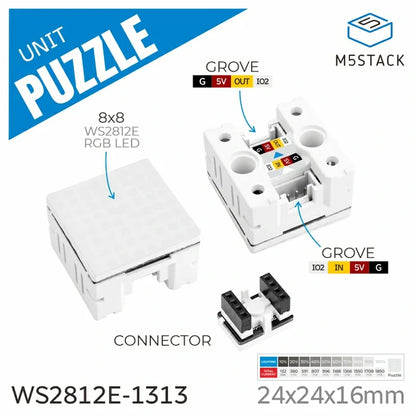 Puzzle Unit 8x8 LED Matrix (WS2812E) - m5stack-store