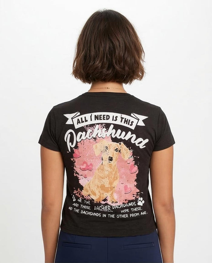 Ravin | Women’s "All I Need Is This Dachshund" Graphic Tee – Sport Luxe Edition - Black - O202960