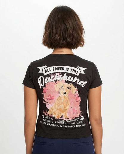Ravin | Women’s "All I Need Is This Dachshund" Graphic Tee – Sport Luxe Edition - Black - O202960