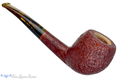 Blue Room Briars is proud to present this RC Sands Pipe Bent Sandblast Apple with Dark Amber Stem
