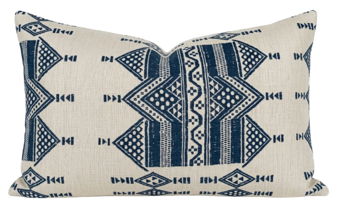 Ready to Ship, 14x26, Peter Dunham Mombasa Pillow Cover in Indigo Blue