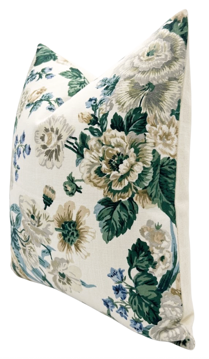 Ready to Ship, 20x20, Hidcote Floral Pillow Cover in Green