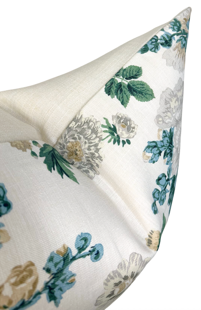 Ready to Ship, 20x20, Hidcote Floral Pillow Cover in Green