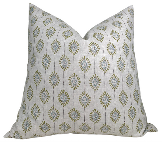 Ready to Ship, 22x22 Bombay Linen Pillow Cover in Moss Green