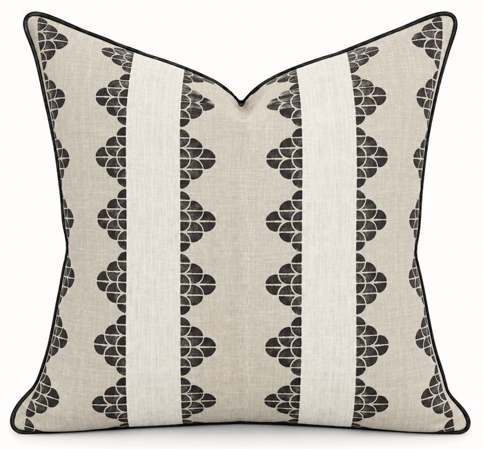 Ready to Ship, 22x22 Dhara Stripe Pillow Cover in Black