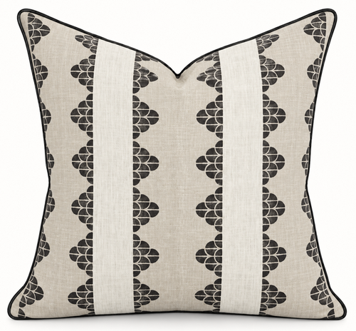 Ready to Ship, 22x22 Dhara Stripe Pillow Cover in Black