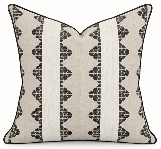 Ready to Ship, 22x22 Dhara Stripe Pillow Cover in Black
