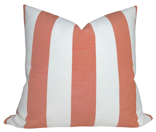 Ready to Ship, 22x22 Go To Stripe Pillow Cover in Melon - Indoor Outdoor Pillow