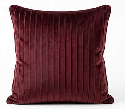 Regent Stripe Velvet Pillow Cover in Burgundy