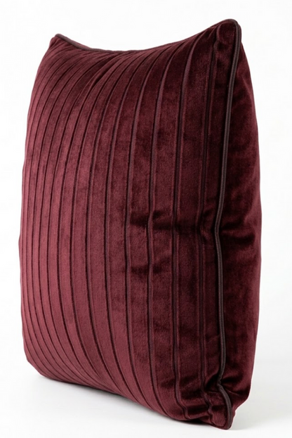 Regent Stripe Velvet Pillow Cover in Burgundy