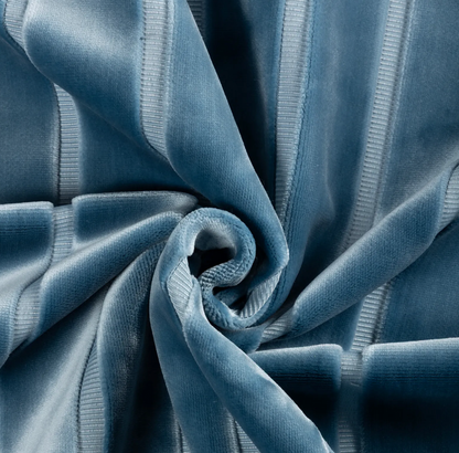 Regent Stripe Velvet Pillow Cover in Sky