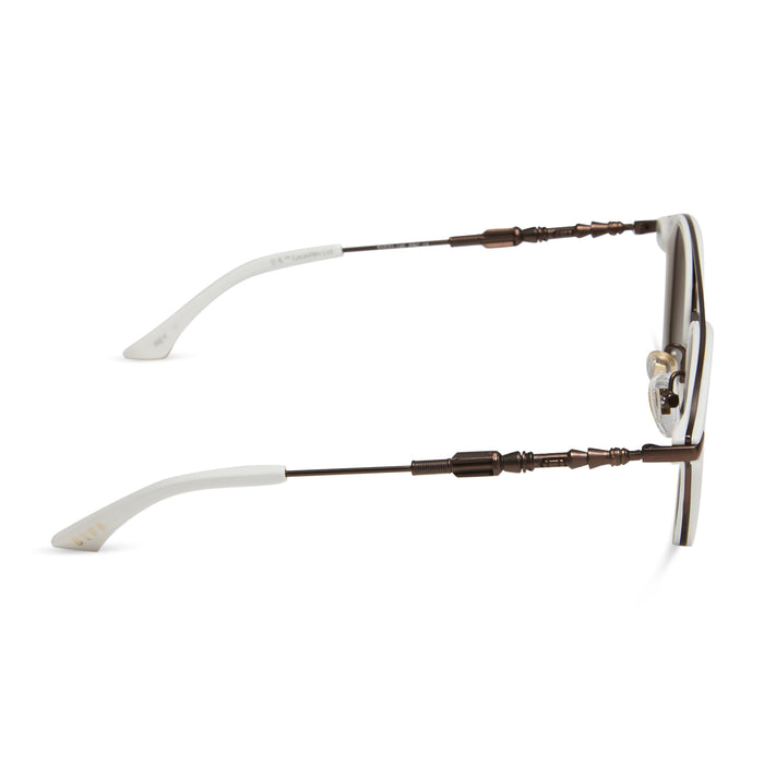 star wars x diff eyewear featuring the rey™ round sunglasses with a off white + bronze frame and brown gradient polarized lenses side view