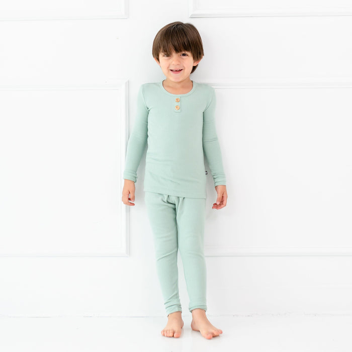 Kyte Baby Ribbed Henley Set Ribbed Henley Set in Sage