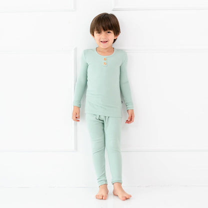 Kyte Baby Ribbed Henley Set Ribbed Henley Set in Sage