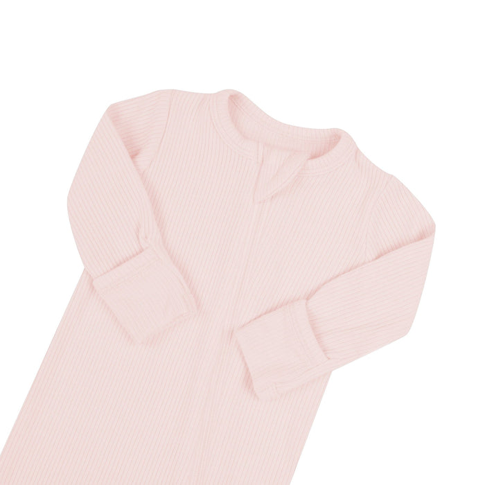 Zipper garage on Kyte Baby Ribbed Zippered Footie in  Blush