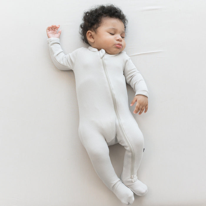 Kyte Baby Ribbed Zipper Footie Ribbed Zipper Footie in Oat