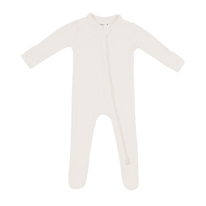 Kyte Baby Ribbed Zippered Footie in Oat
