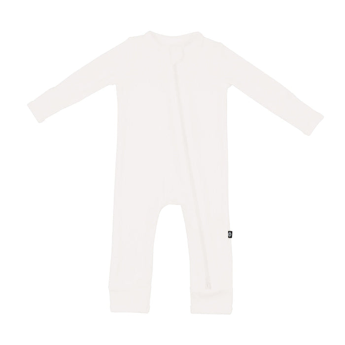Kyte Baby Ribbed Zippered Romper in Cloud