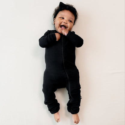 Kyte Baby Ribbed Zipper Romper Ribbed Zipper Romper in Midnight
