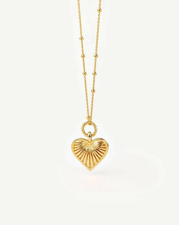 Ridge Heart Charm Pendant Necklace | 18ct Gold Plated Necklaces Missoma