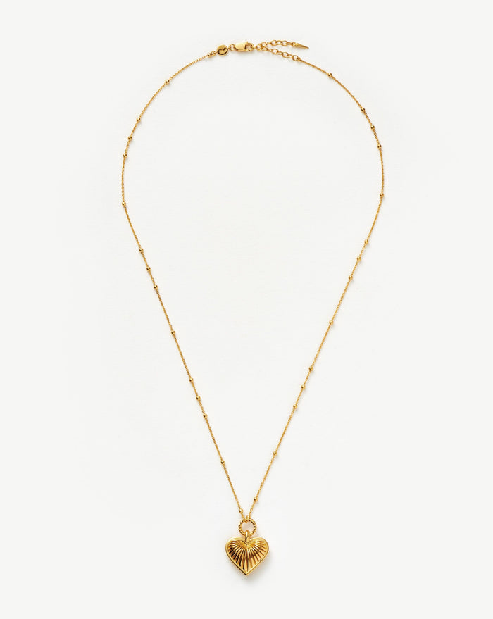 Ridge Heart Charm Necklace | 18ct Gold Plated Necklaces Missoma