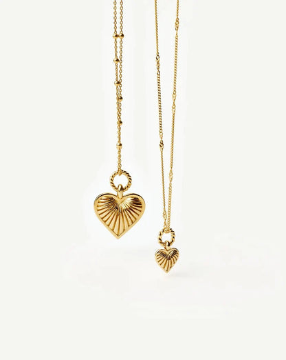 Ridge Heart Charm Pendant Necklace | 18ct Gold Plated Necklaces Missoma