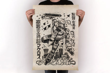 Robotech Linocut Poster