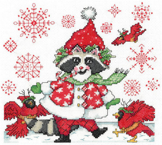 Rockin' Raccoon Christmas Counted Cross Stitch Leaflet