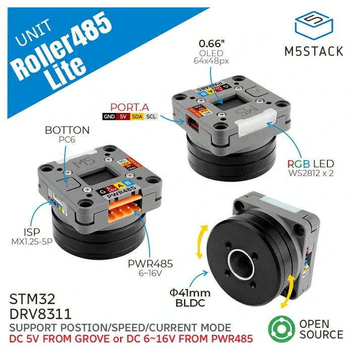 Roller485 Lite Unit without Slip Ring (STM32) - m5stack-store