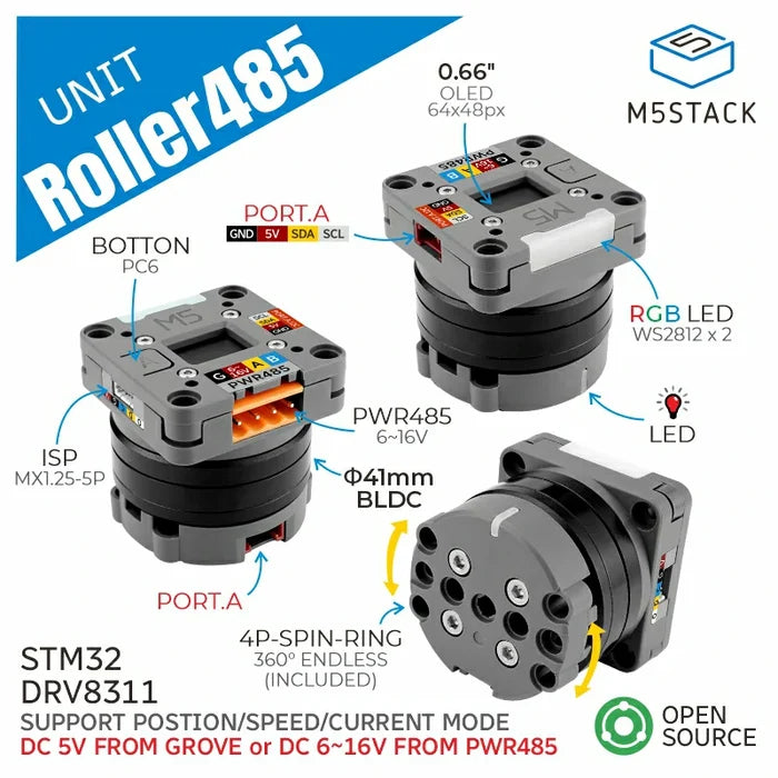 Roller485 Unit with BLDC Motor (STM32) - m5stack-store