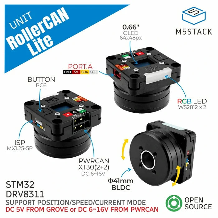 RollerCAN Lite Unit without Slip Ring (STM32) - m5stack-store