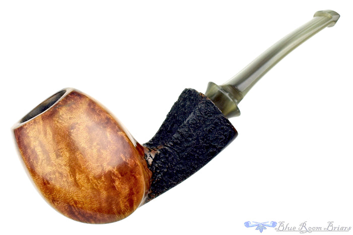 Blue Room Briars is proud to present this Ron Smith Pipe "Edward" Bent Partial Rusticated Panel Billiard
