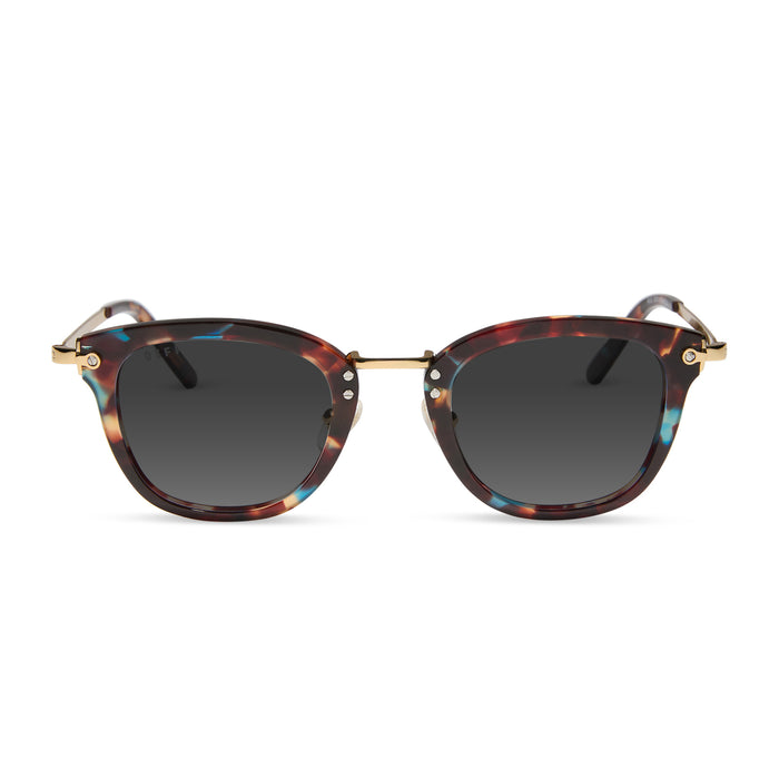 diff eyewear featuring the rue square prescription sunglasses with a confetti tortoise frame front view