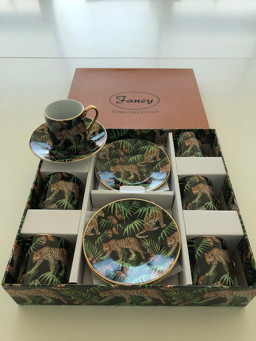 S/6 BOXES 6 EXPRESSO CUP JUNGLE BLACK