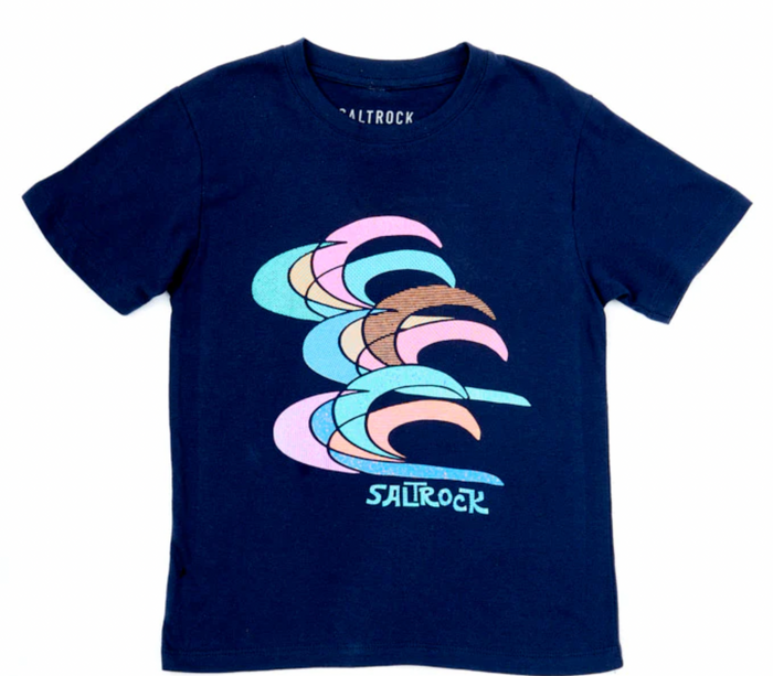 Saltrock Wave Overlap - Boys Short Sleeve Tee - Blue