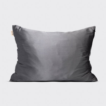 Detail close-up of Kitsch Charcoal Satin Pillowcase showing smooth charcoal satin texture