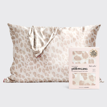 Kitsch Satin Pillowcase in Leopard print displayed on a soft neutral background