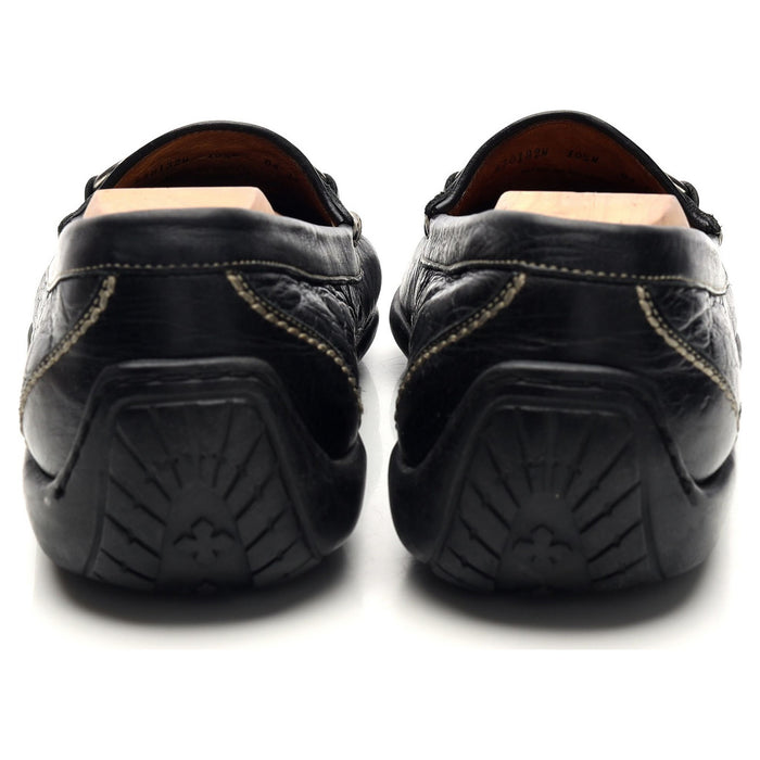 'Saxon' Black Crocodile Grain Leather Horsebit Loafers UK 9.5 US 10.5