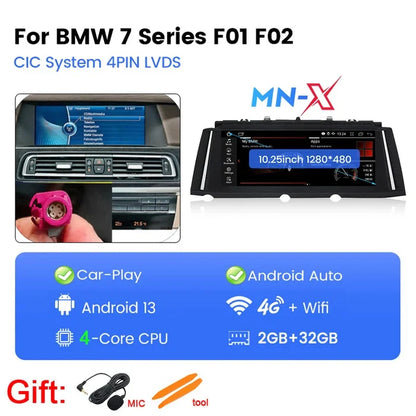 Scumaxcon Car Stereo Video Player, Carplay GPS Navigation, NBTHead Unit for BMW 7 Series, F01, F02, 128-2009, CIC