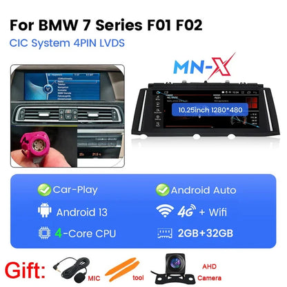 Scumaxcon Car Stereo Video Player, Carplay GPS Navigation, NBTHead Unit for BMW 7 Series, F01, F02, 128-2009, CIC