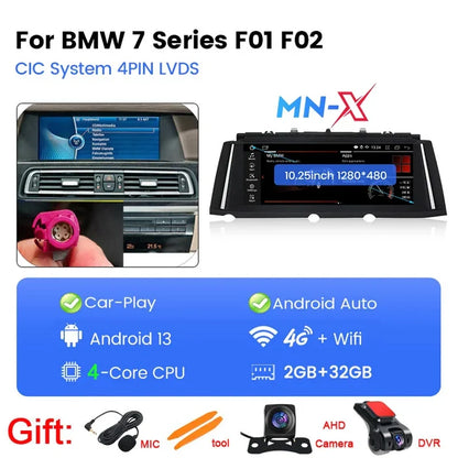 Scumaxcon Car Stereo Video Player, Carplay GPS Navigation, NBTHead Unit for BMW 7 Series, F01, F02, 128-2009, CIC