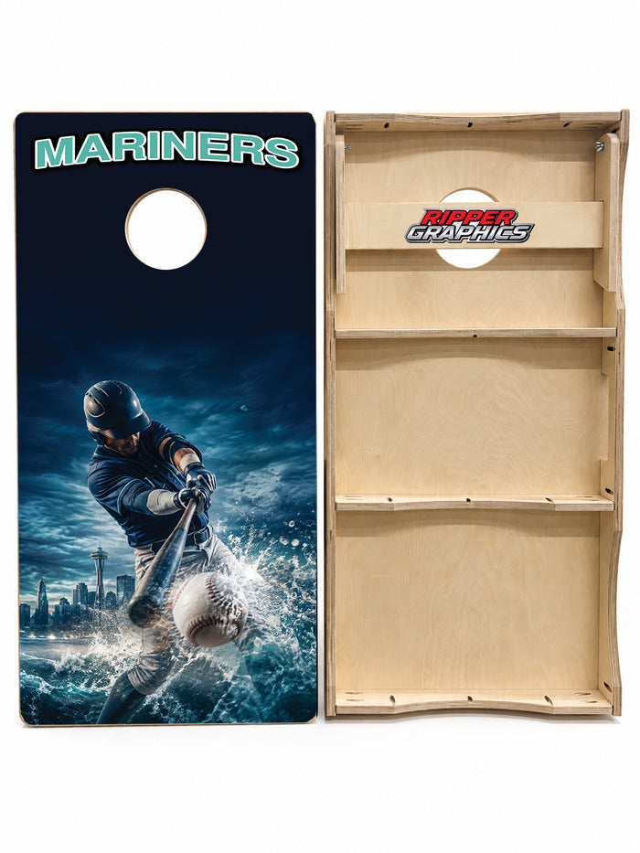 Seattle Mariners Baseball Inspired Cornhole Design