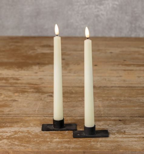 Set of 2 - 3D Flame Drop Tapers (cream)