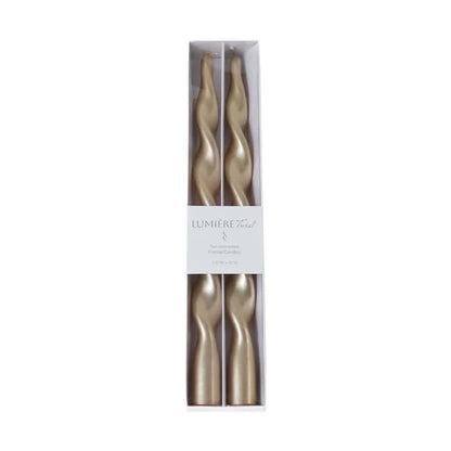 SET OF 2 METALLIC TWISTED TAPER CANDLE 12" H GOLD