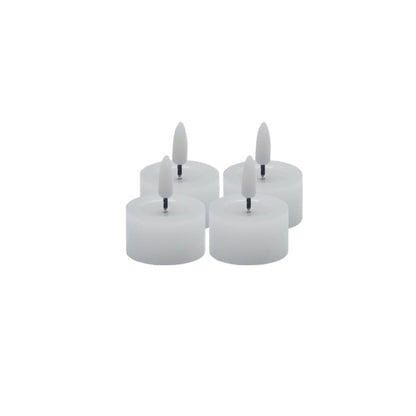 SET OF 4 WHITE FLAMELESS TEALIGHT CANDLES