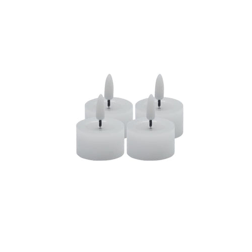 SET OF 4 WHITE FLAMELESS TEALIGHT CANDLES