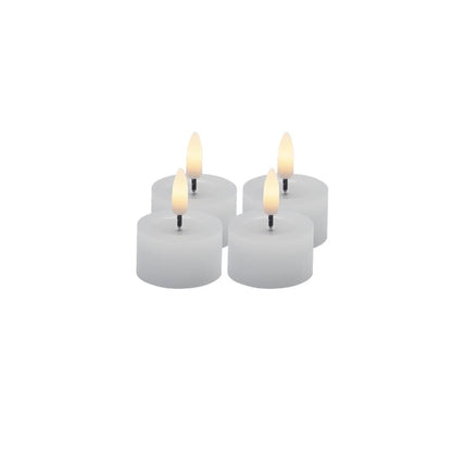 SET OF 4 WHITE FLAMELESS TEALIGHT CANDLES