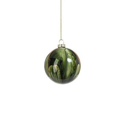 SHINY GREEN WATER COLOR GLASS ORNAMENT SMALL