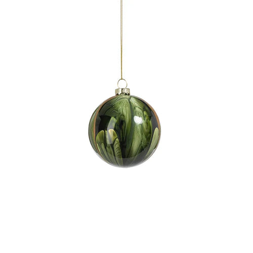 SHINY GREEN WATER COLOR GLASS ORNAMENT SMALL